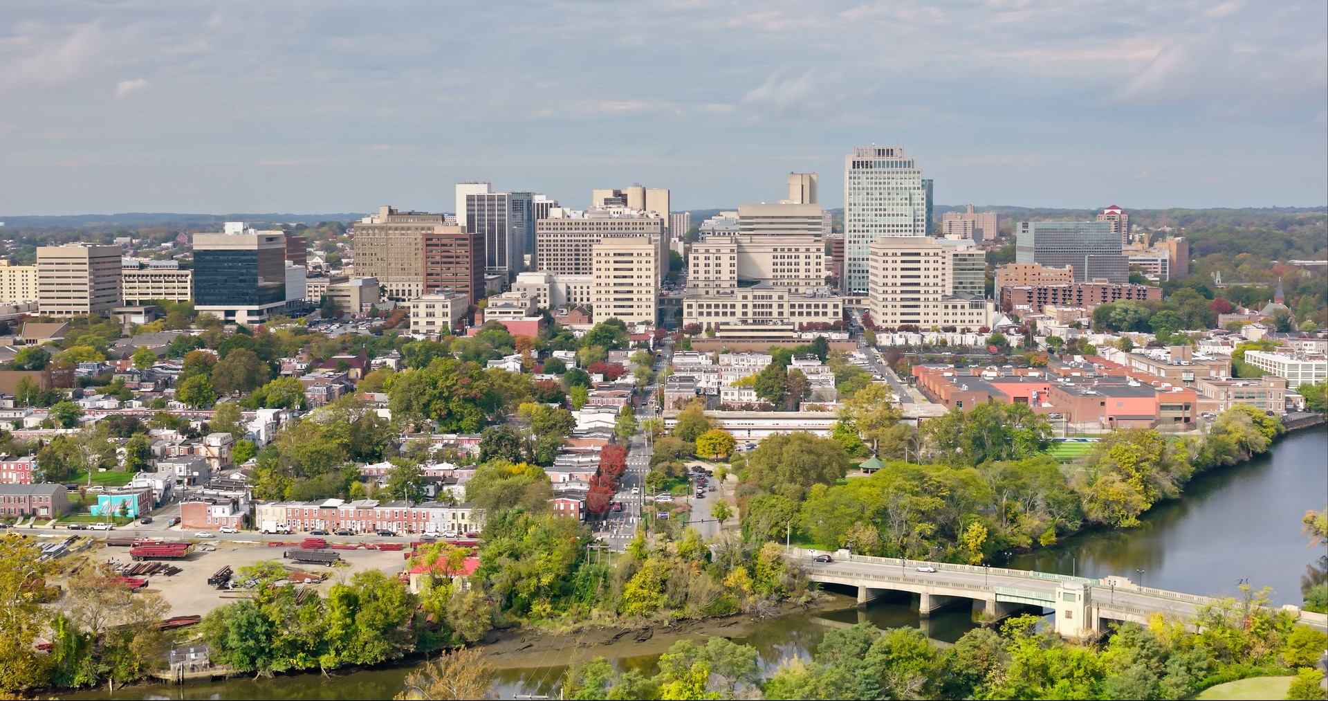 Christina River Flowing Past Wilmington, DE - Aerial